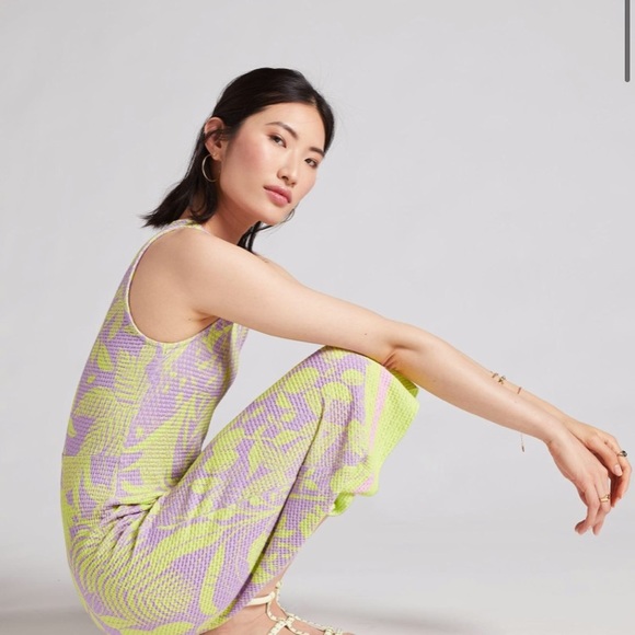 Farm Rio for Anthropologie✨Knit Floral Midi Dress- Purple/Green - Picture 5 of 10